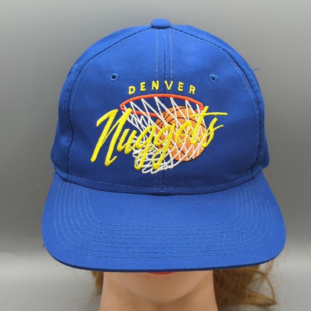 RARE Vintage 90's Denver Nuggets Drew Pearson Script Logo Snapback Hat Cap Korea
